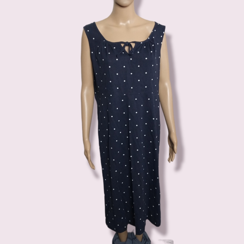 Dark Blue Black Pokadot Style Studio Maxi Dress Sz Large